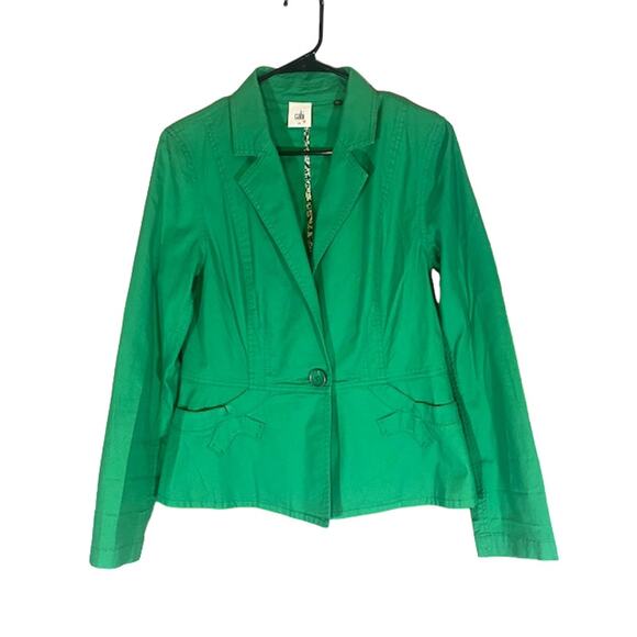 CAbi Green Verde Cotton Blend One Button Tailored Blazer Jacket Women Sz S - Picture 1 of 11